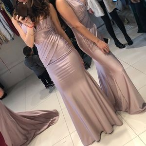 Champagne blush colored silky gown